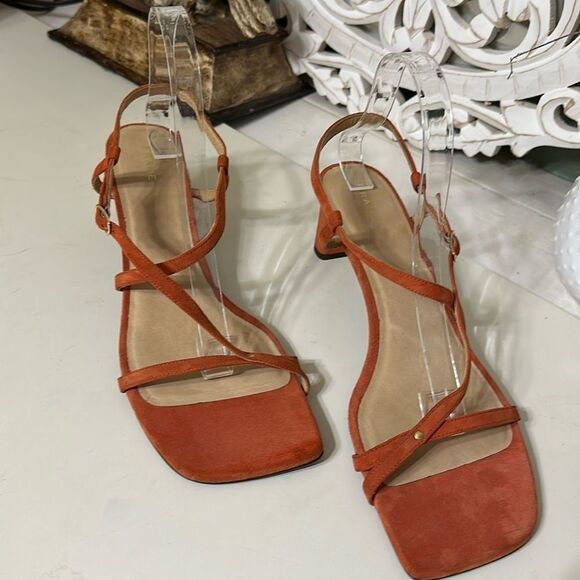 Frame Le Braxton Strappy Leather Heel Sandal Burnt Orange US 10/EU 41 - Picture 1 of 14